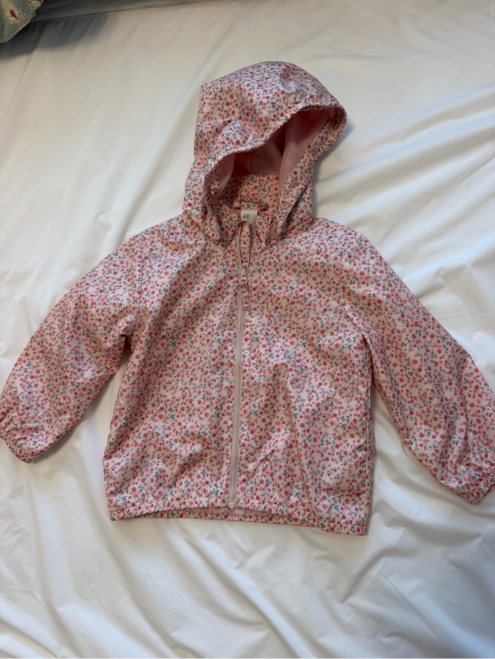 H&M Pink Floral Hooded Raincoat for Kids